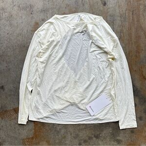 Lululemon Modal-Blend Open-Back Long Sleeve Shirt in the color Lemon Sorbet.